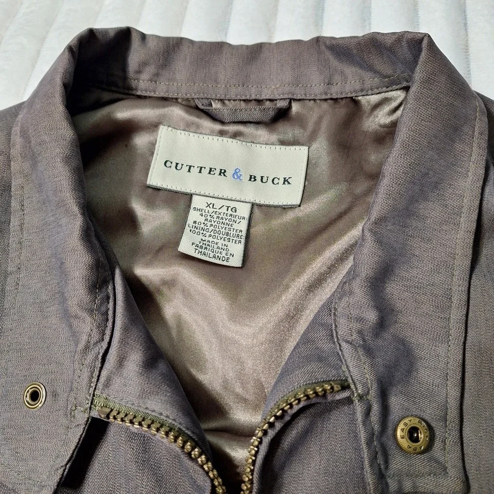 Cutter & Buck Vintage Bomber  Jacket Mens XL Gray Golf 90s Y2K Preppy Classic‎